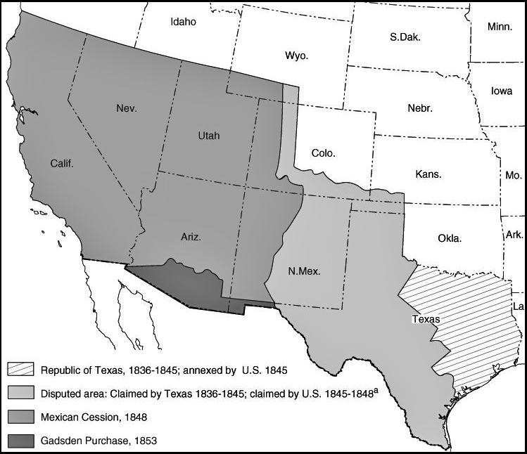 Image result for treaty of guadalupe hidalgo map