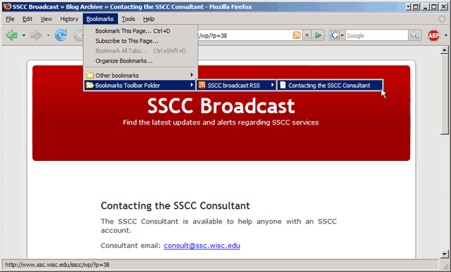 Using a live bookmark
