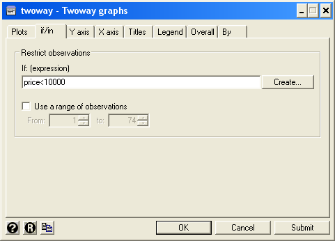 Selecting observations with if