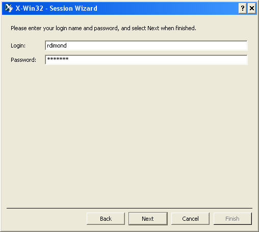 User name and password