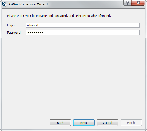 User name and password