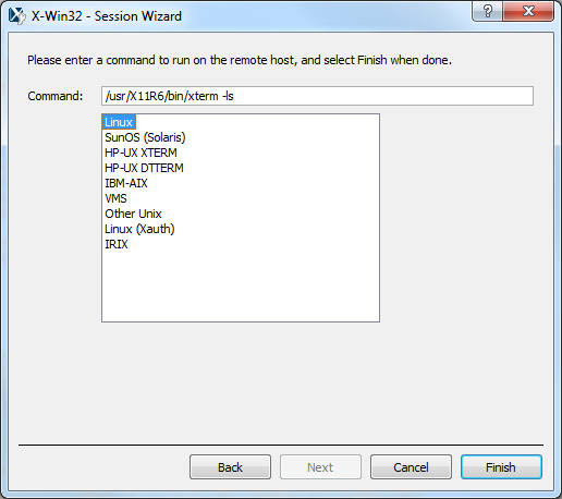 Choosing the xterm terminal program