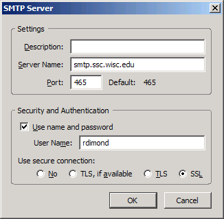 SMTP settings