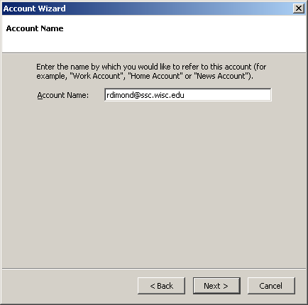 Account Name window