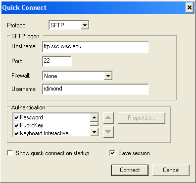 Quick Connect Window