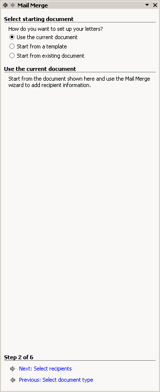 Select starting document