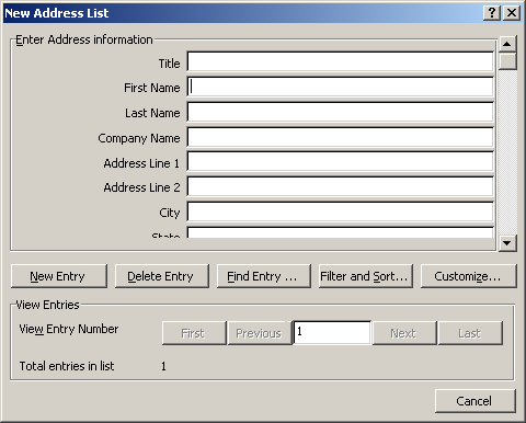 New Address List