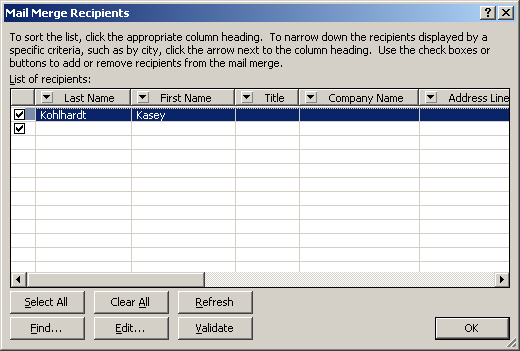 Mail Merge Recipients