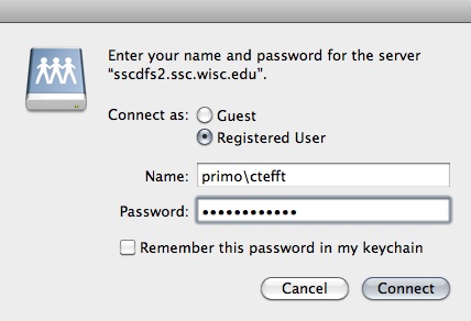 Giving your username and password