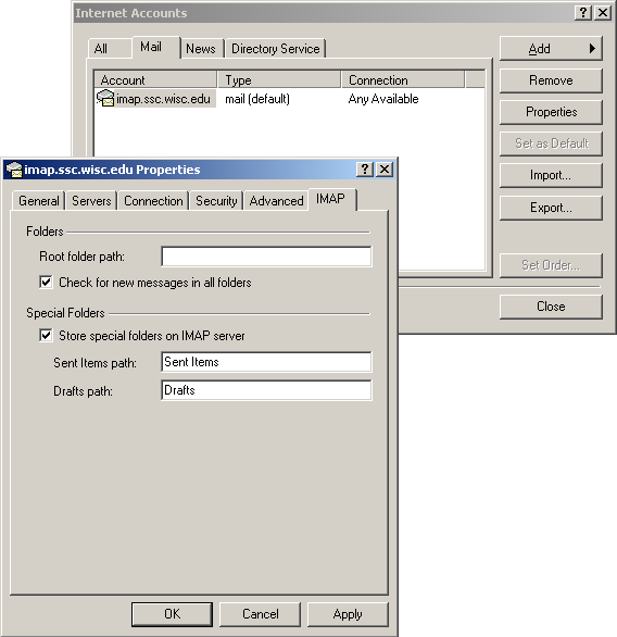 Root folder path in Outlook Express