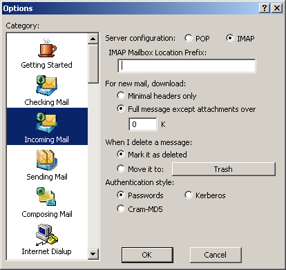 IMAP Location Prefix in Eudora
