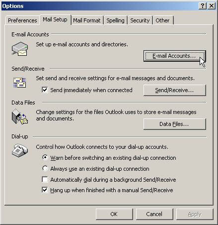Email Account Settings in Outlook