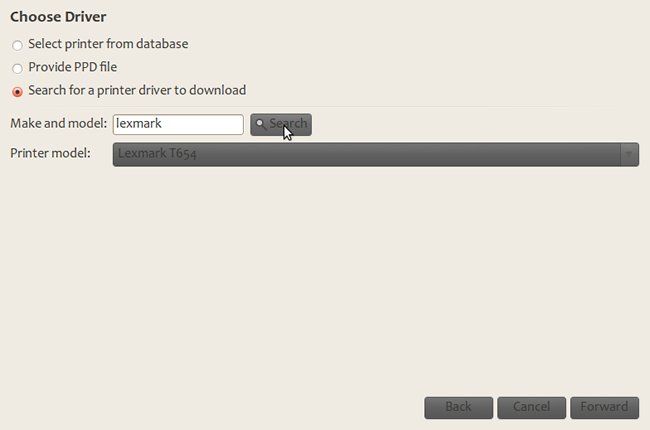 Download printer driver by name