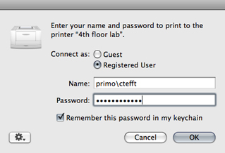Giving your username and password
