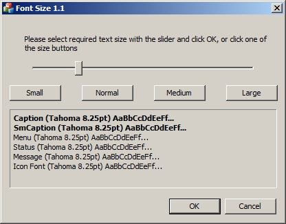 ChangeFontSize program window