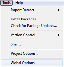 RStudio Tools menu