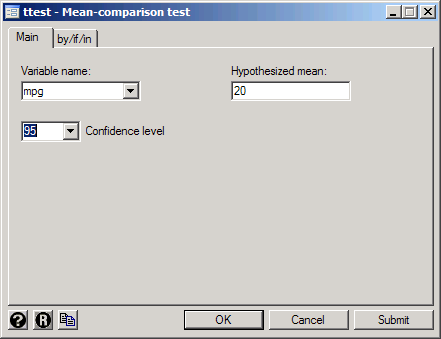Carrying out a one-sample mean-comparison t-test