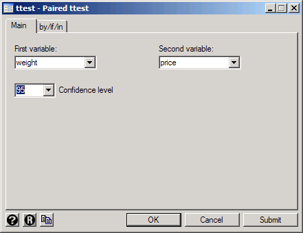 Carrying out a mean comparison t-test