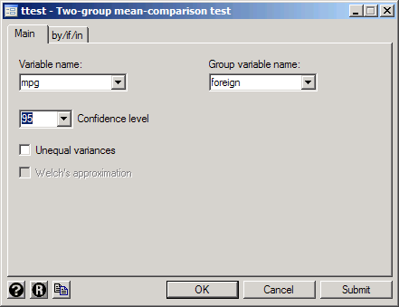 Carrying out a two group mean comparison t-test