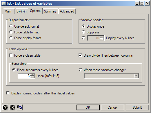 Setting options