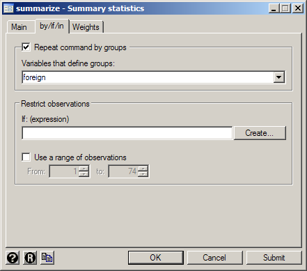 Calculating means by groups