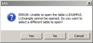 ERROR: Unable to open table