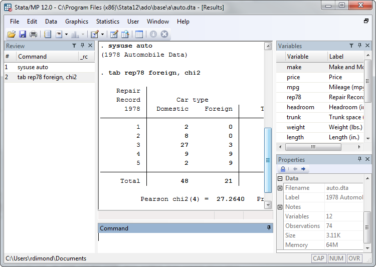 Stata's main window