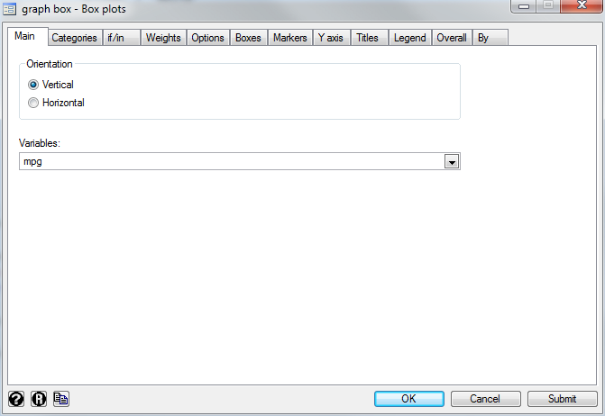 Choose variable for box plot