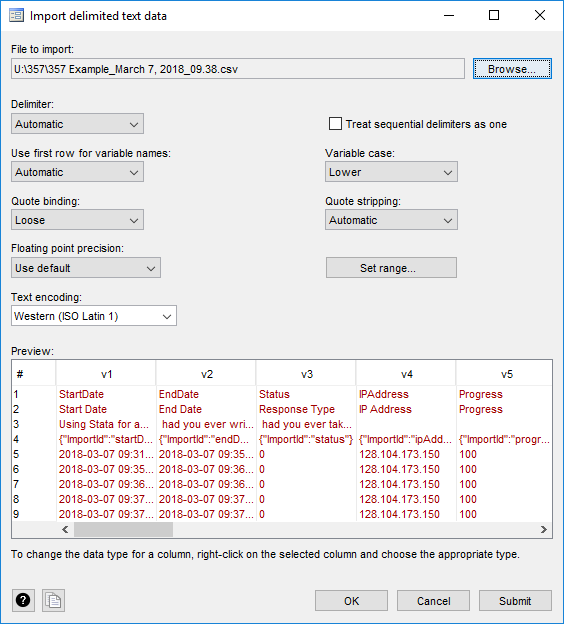 Importing the data. At first there will be rows and columns you don't need.