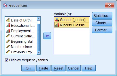 Frequencies dialog