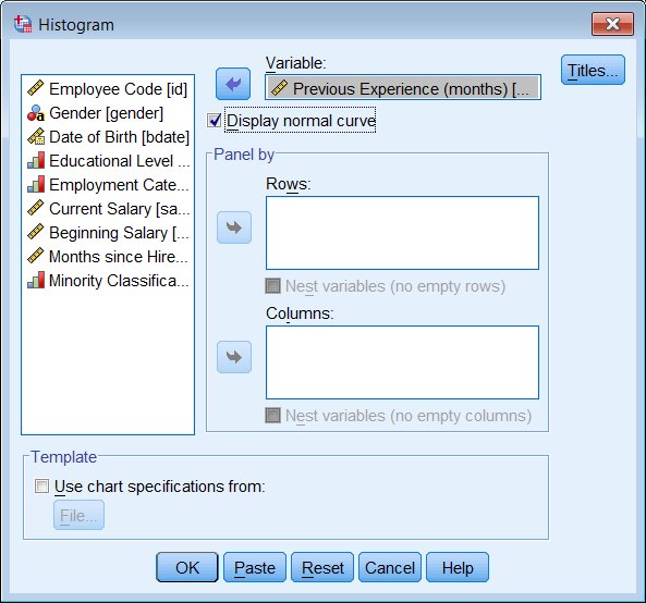 Histogram dialog